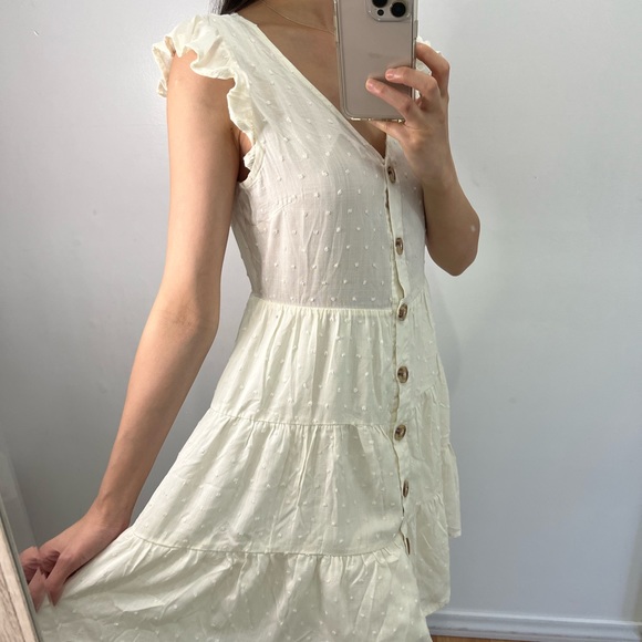 Cream Ruffle Dress - Picture 2 of 4
